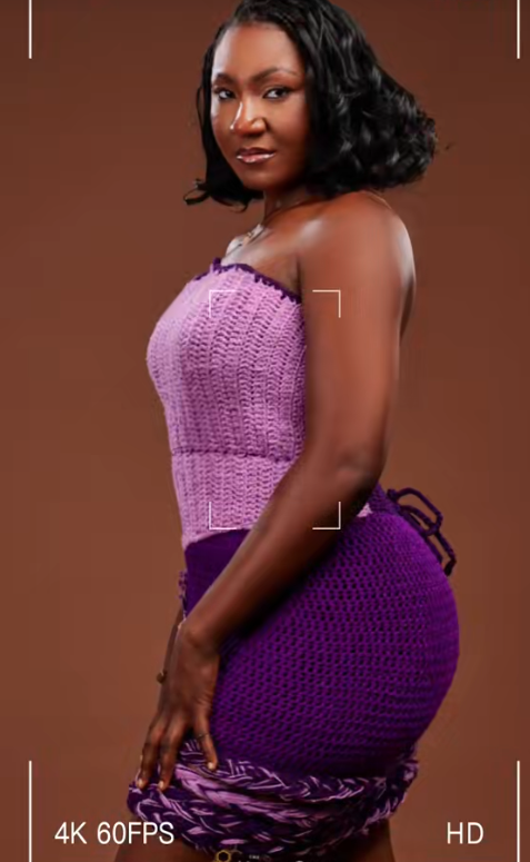 Purple crochet two-piece outfit